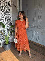 Cotton crochet calf length dress (Love)