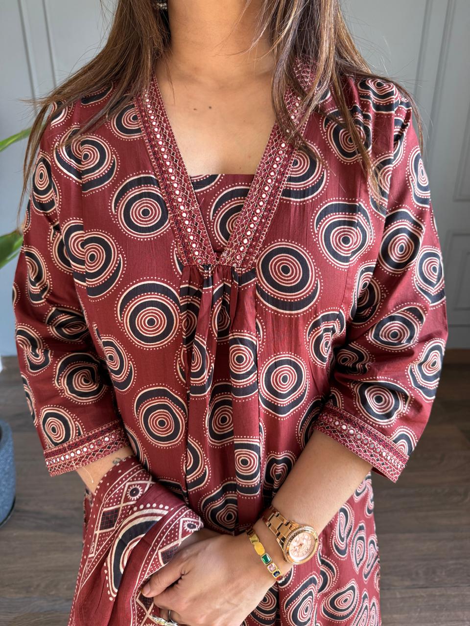 Kajal A line cotton suit