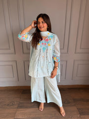 Mul cotton embroidered suit with cotton lining on shirt (Rabia)