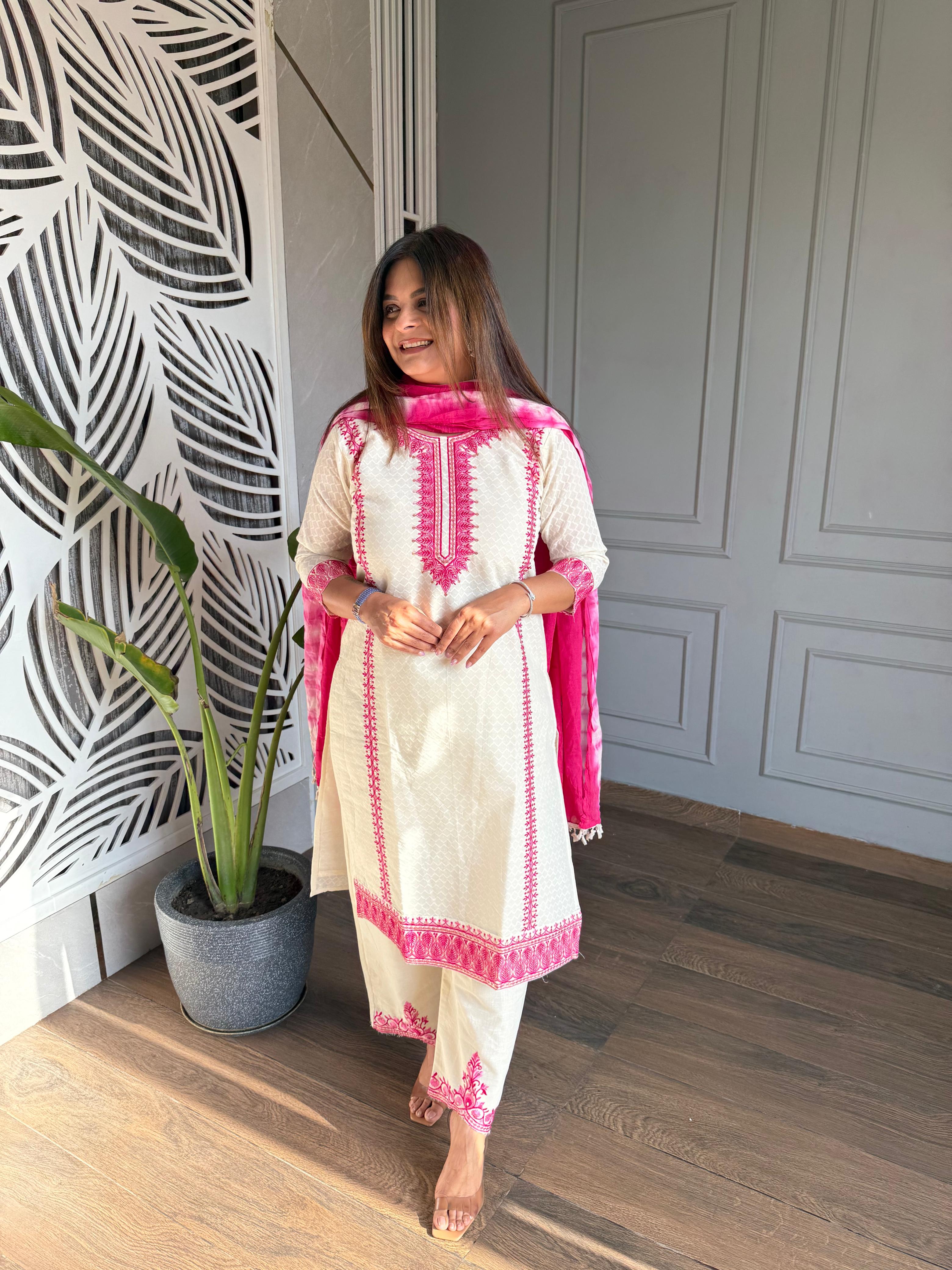 COTTON EMBROIDED SUITS (MANGO)