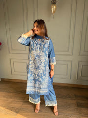 Printed denim soft cotton suit (Butter denim)