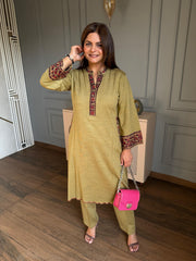 Woollen embroidered elegant pocket style co-ord set (Neena)