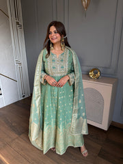 Hand embroidered banarasi anarkali suit (Anu)