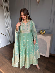 Hand embroidered banarasi anarkali suit (Anu)