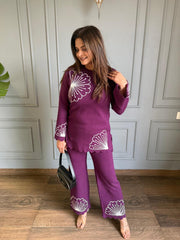 Soft knitted wool embroided 2 piece co-rd set (Lily)