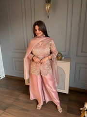 Beautiful hand embroidered suit with pants and dupatta (Keya)