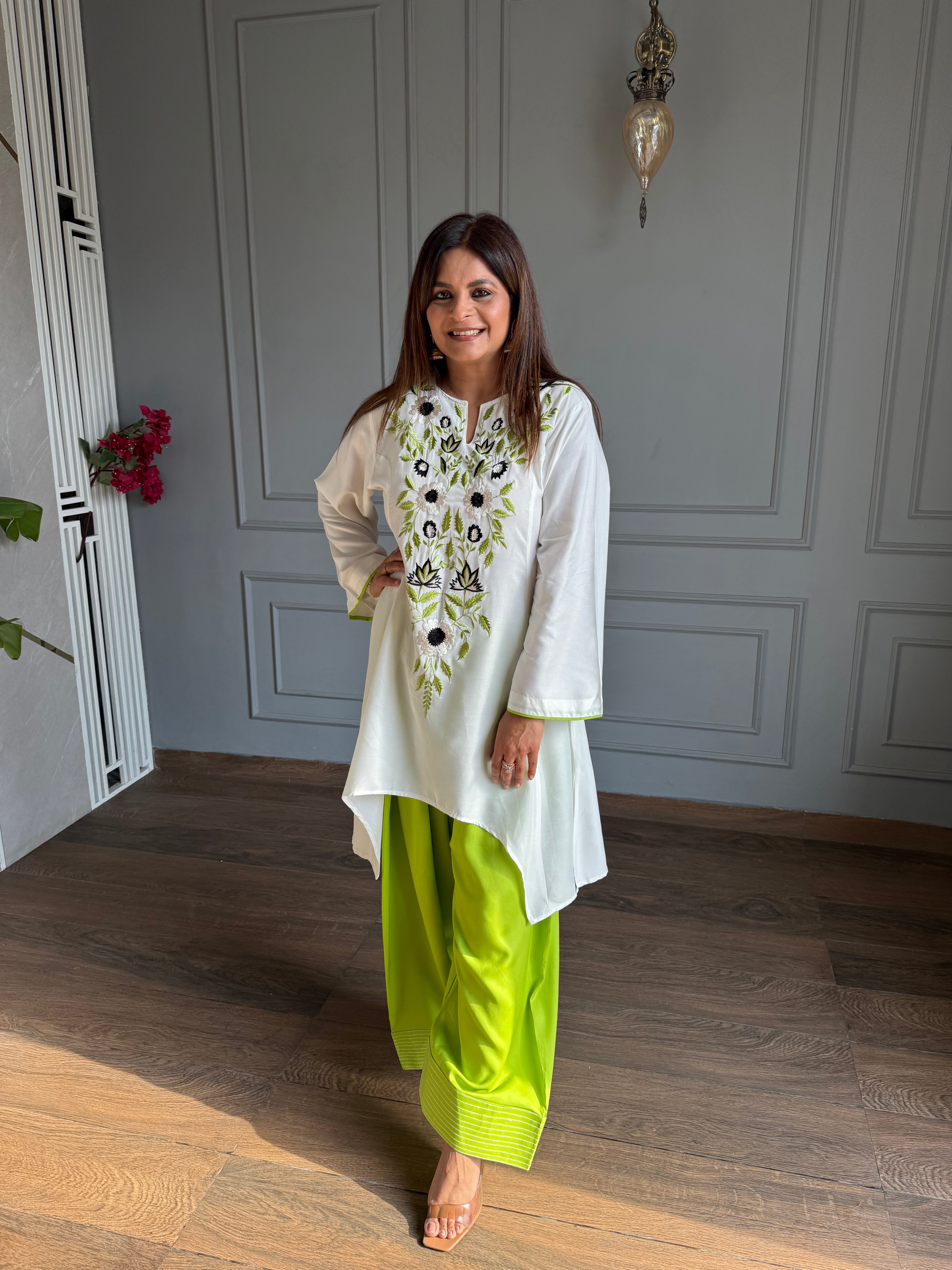 Farshi salwar cotton embroided co-ord set
