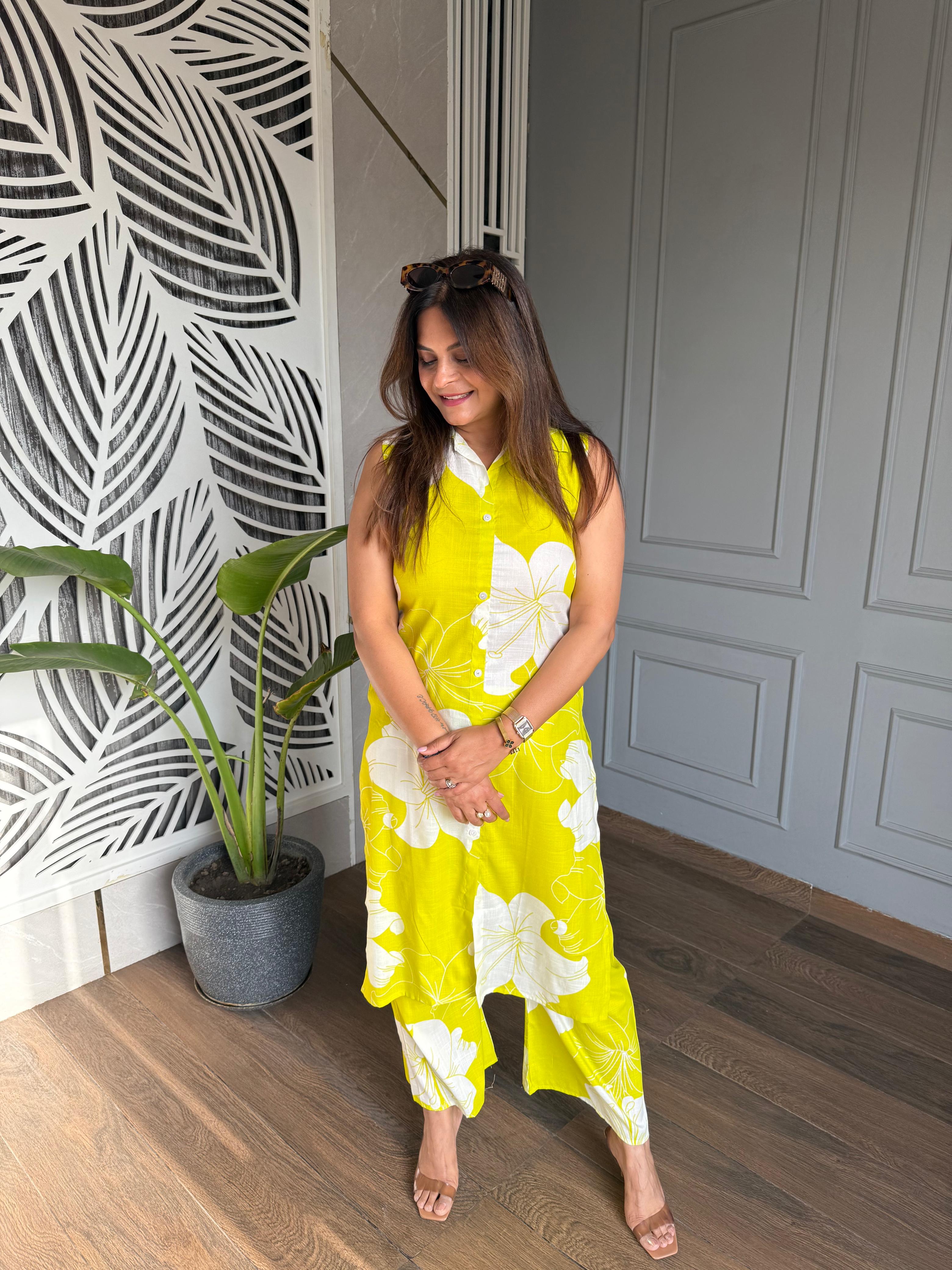 Daily wear floral printed cotton co-ord (Apple)