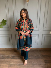 Kashmiri embroided woollen shawl suit (Ruhi)