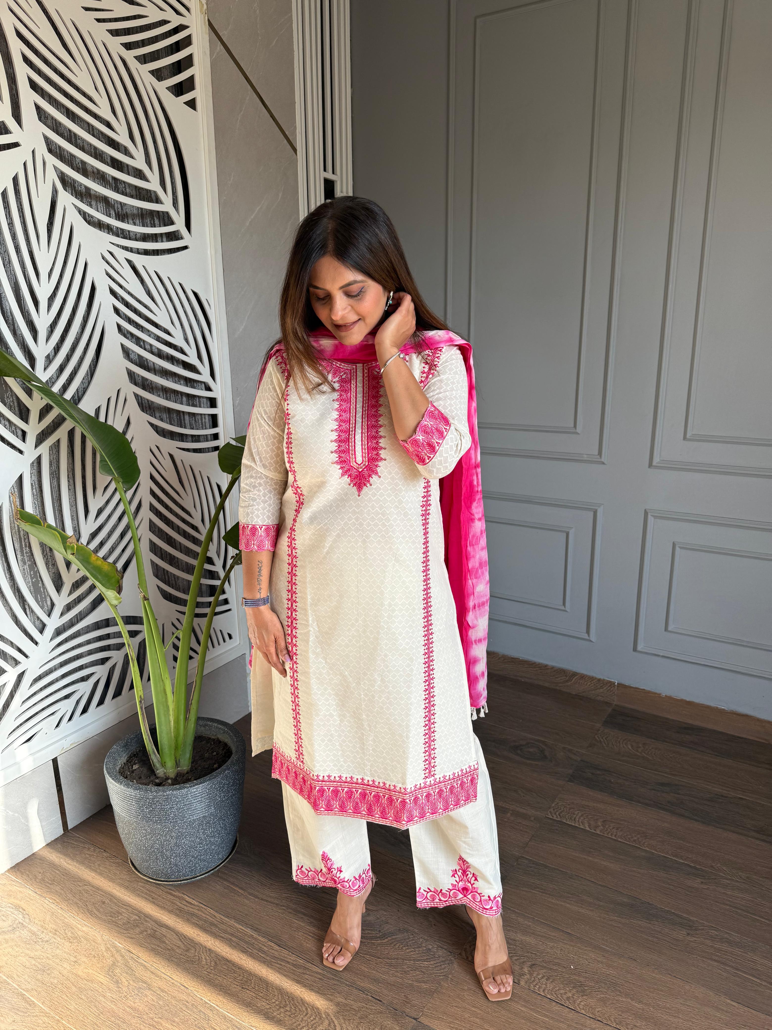 COTTON EMBROIDED SUITS (MANGO)