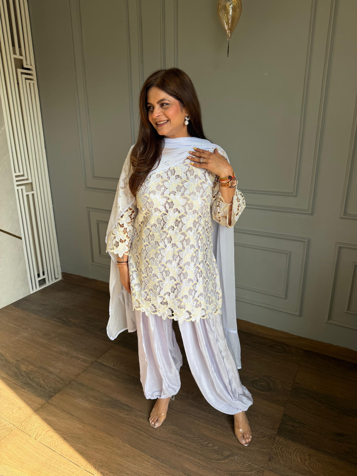 Summer crochet suit with balloon pants (Anamika)