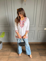 Kashmiri embroidered short cotton kurti (Vaani)