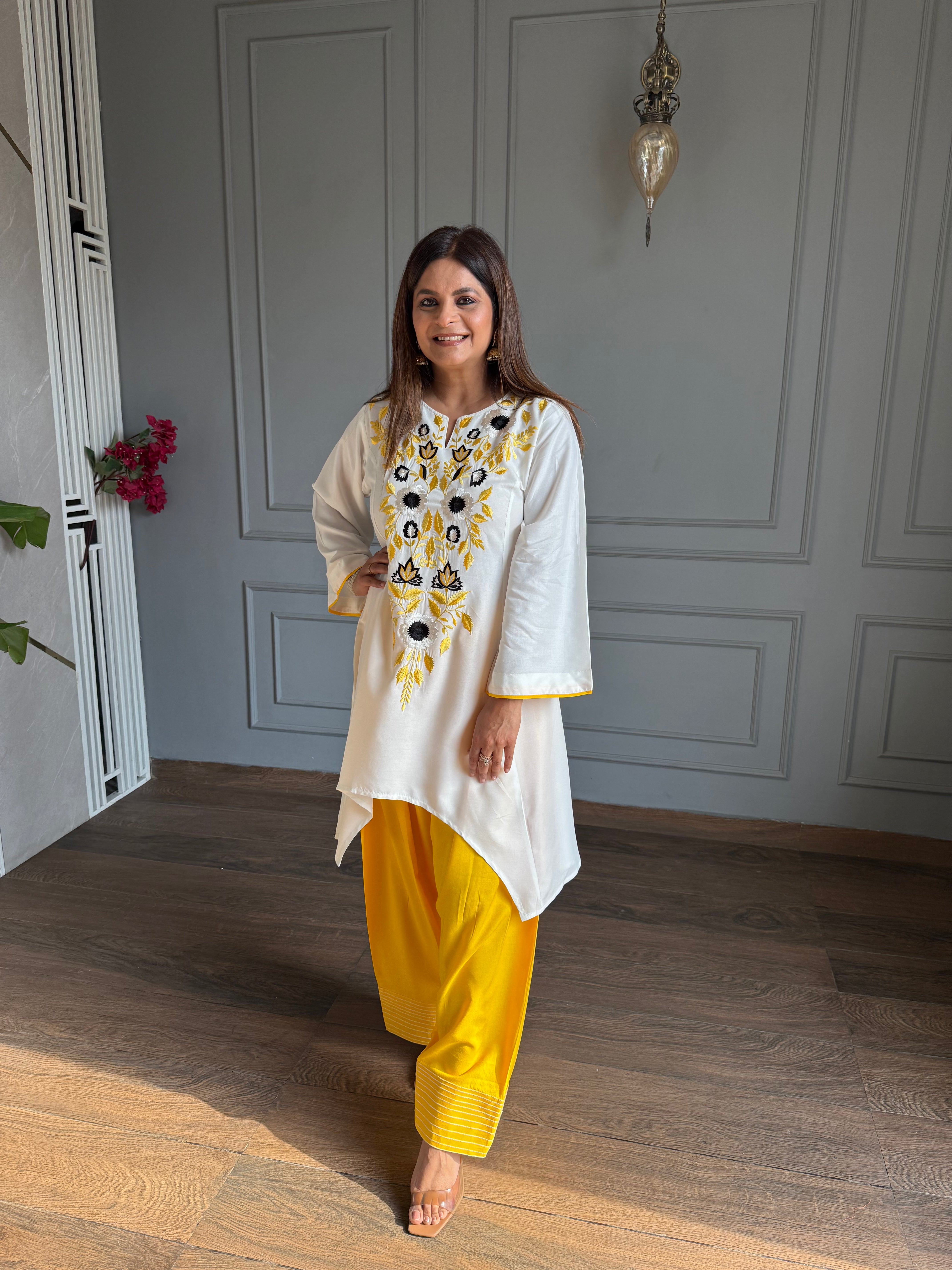 Farshi salwar cotton embroided co-ord set