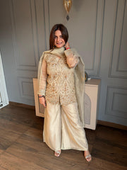 Beautiful hand embroidered suit with pants and dupatta (Keya)