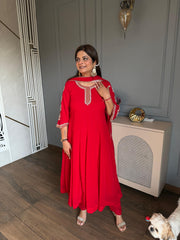 Beautiful anarkali suit with hand embroidery and georgette dupatta (Anuv)