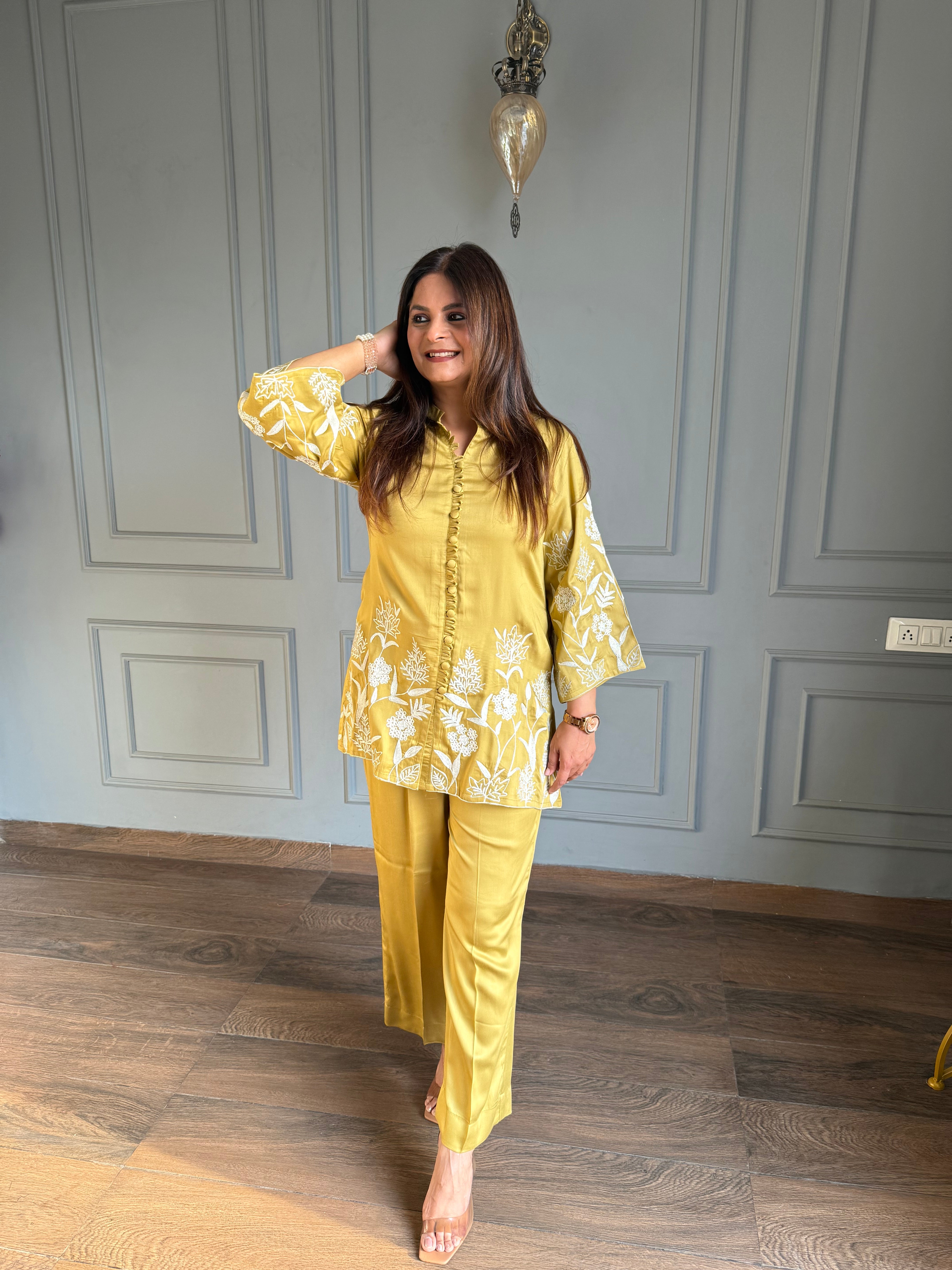 Cotton silk super soft embroided co-ord (Friday)