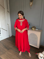Beautiful anarkali suit with hand embroidery and georgette dupatta (Anuv)