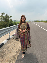 Pure crepe long Pheran style suit (Roop)