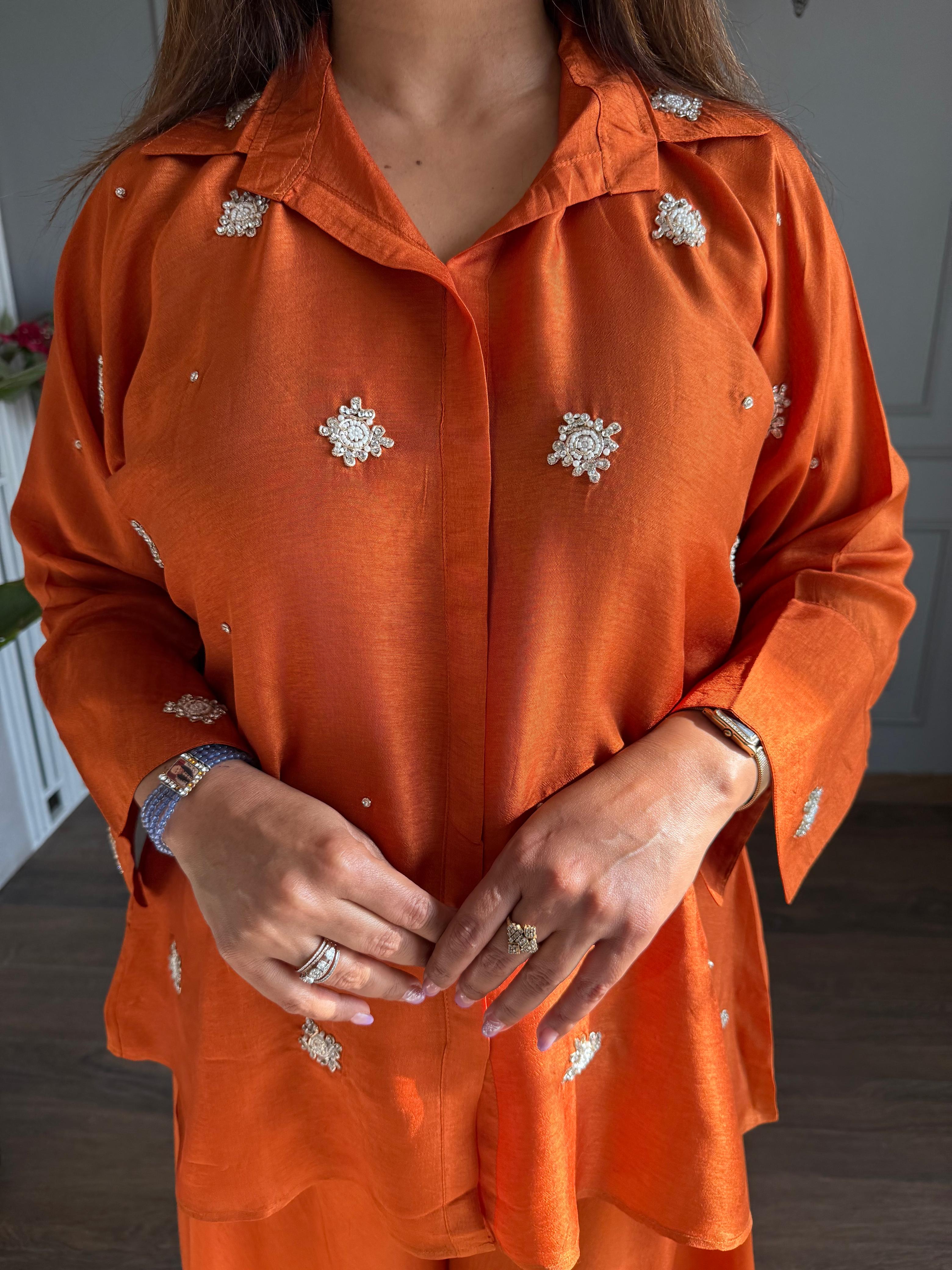 2 Piece hand embroided co-ord set (Kiwi)