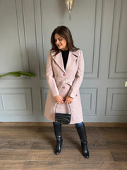 Long buttoned warm tweed coats