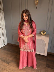 Beautiful real mirror detailing hand work suit with lining (Adah)