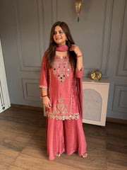 Beautiful real mirror detailing hand work suit with lining (Adah)