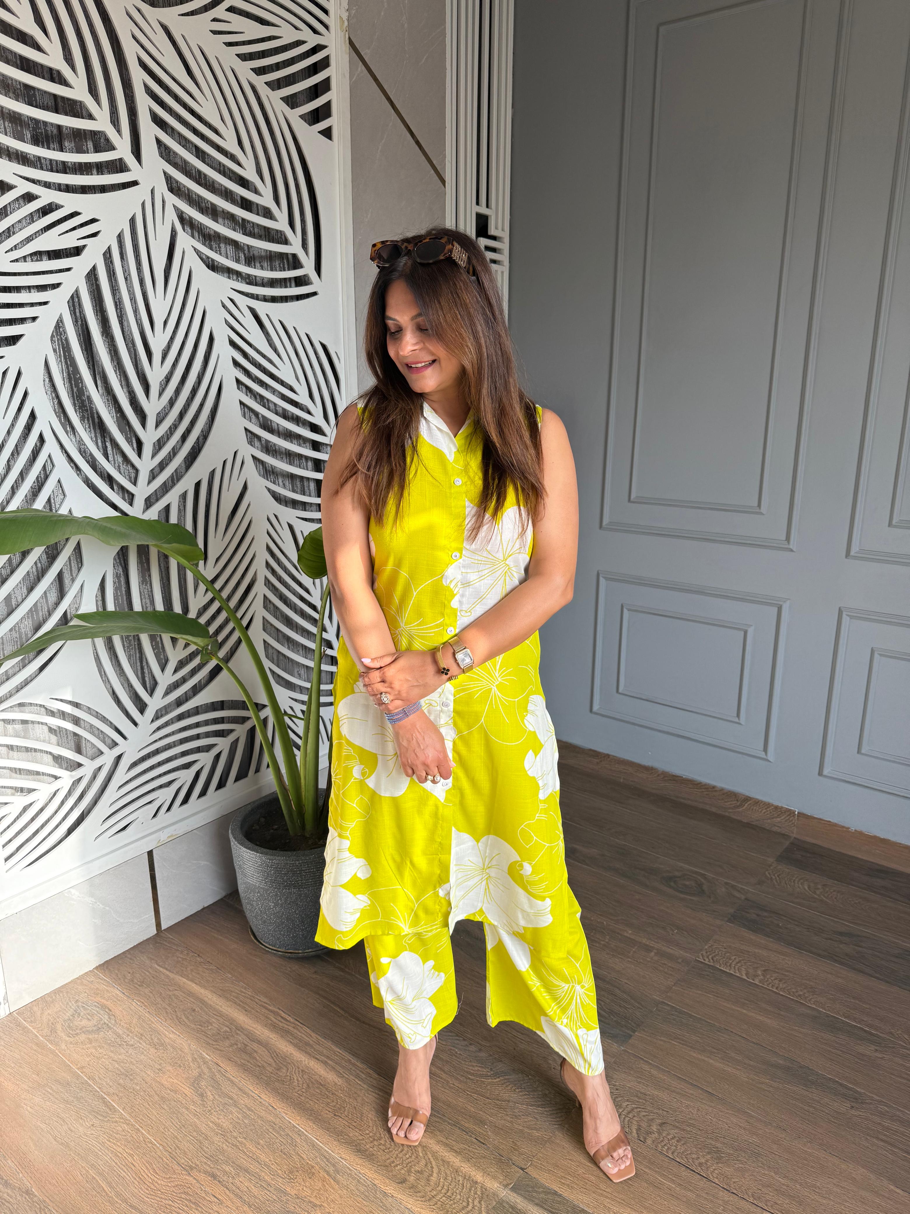 Daily wear floral printed cotton co-ord (Apple)