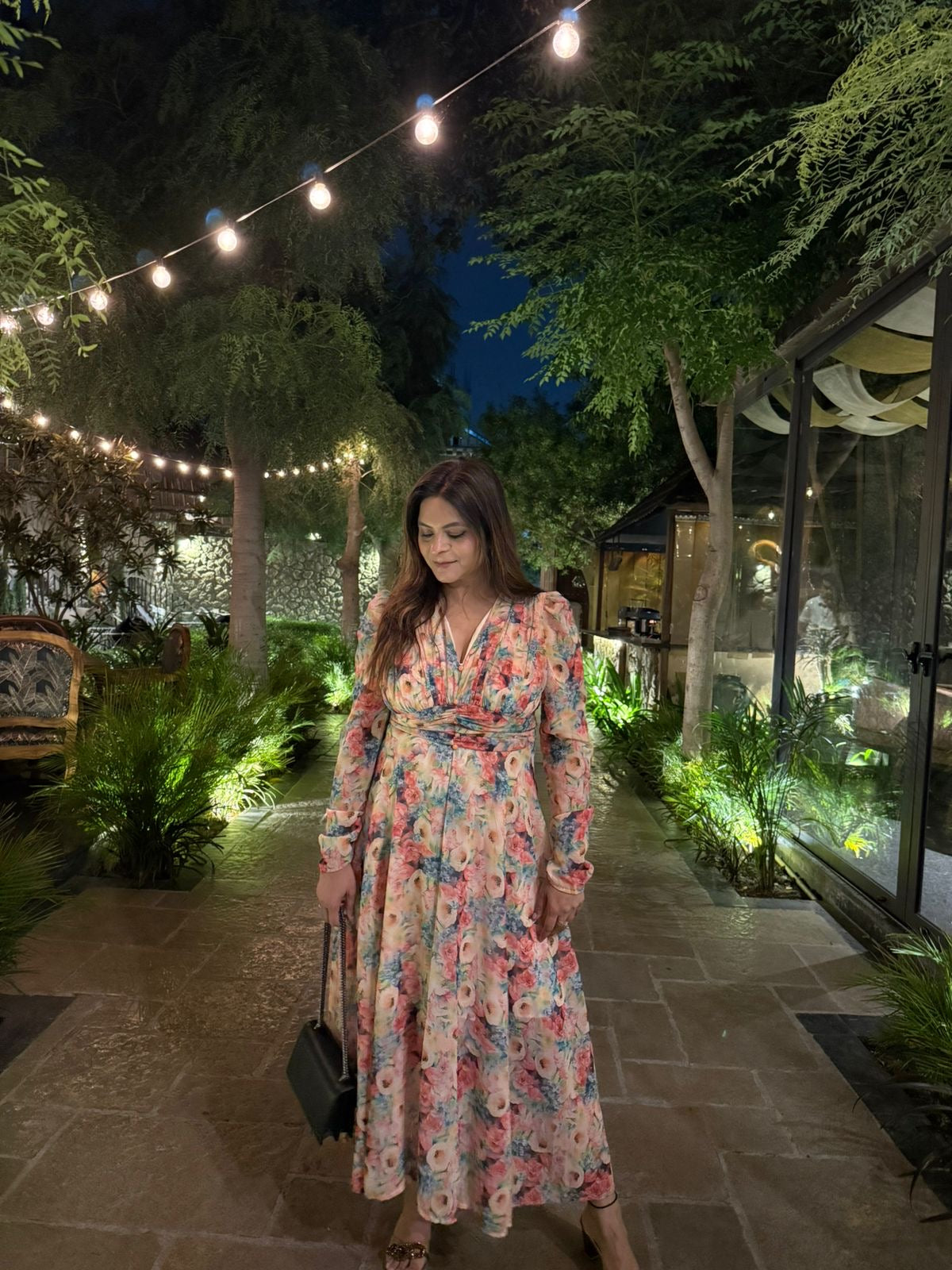 Cotton floral printed summer dress (Orchid)