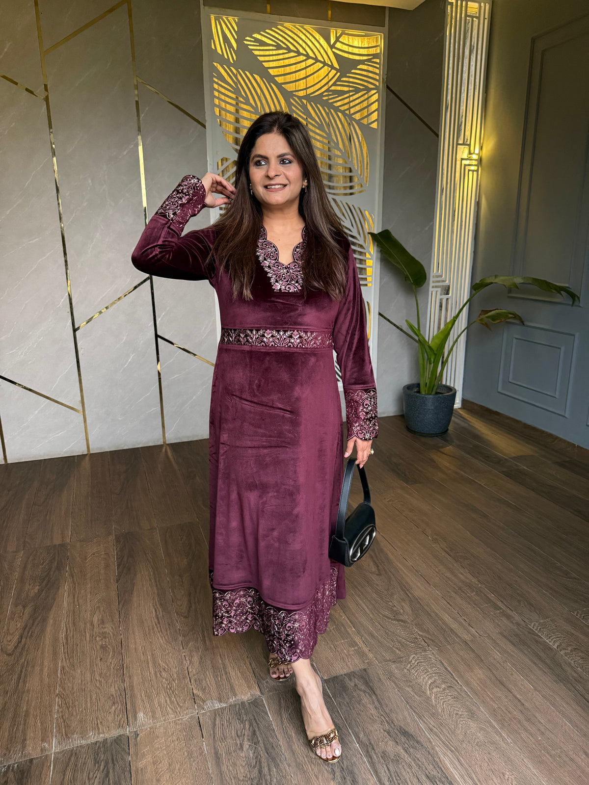 Beautiful work embroidered velvet dress (Tamanna)