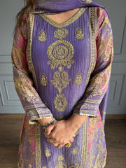 Tissue silk embroided suit (Saaz)