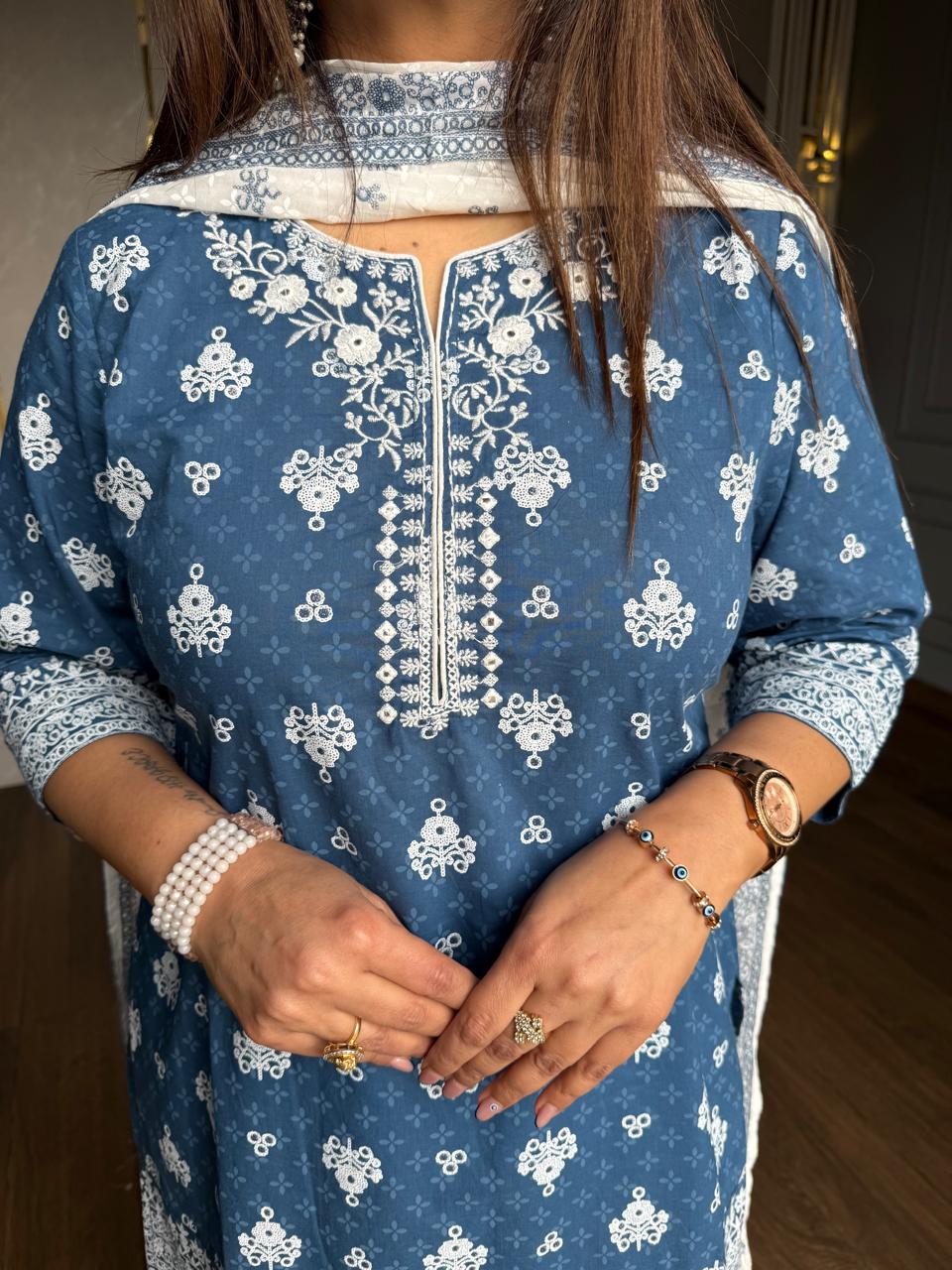 MUL COTTON 3 PIECE SHARARA SET