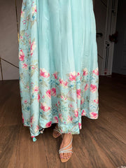 FLORAL SOFT ORGANZA ANARKALI SUIT