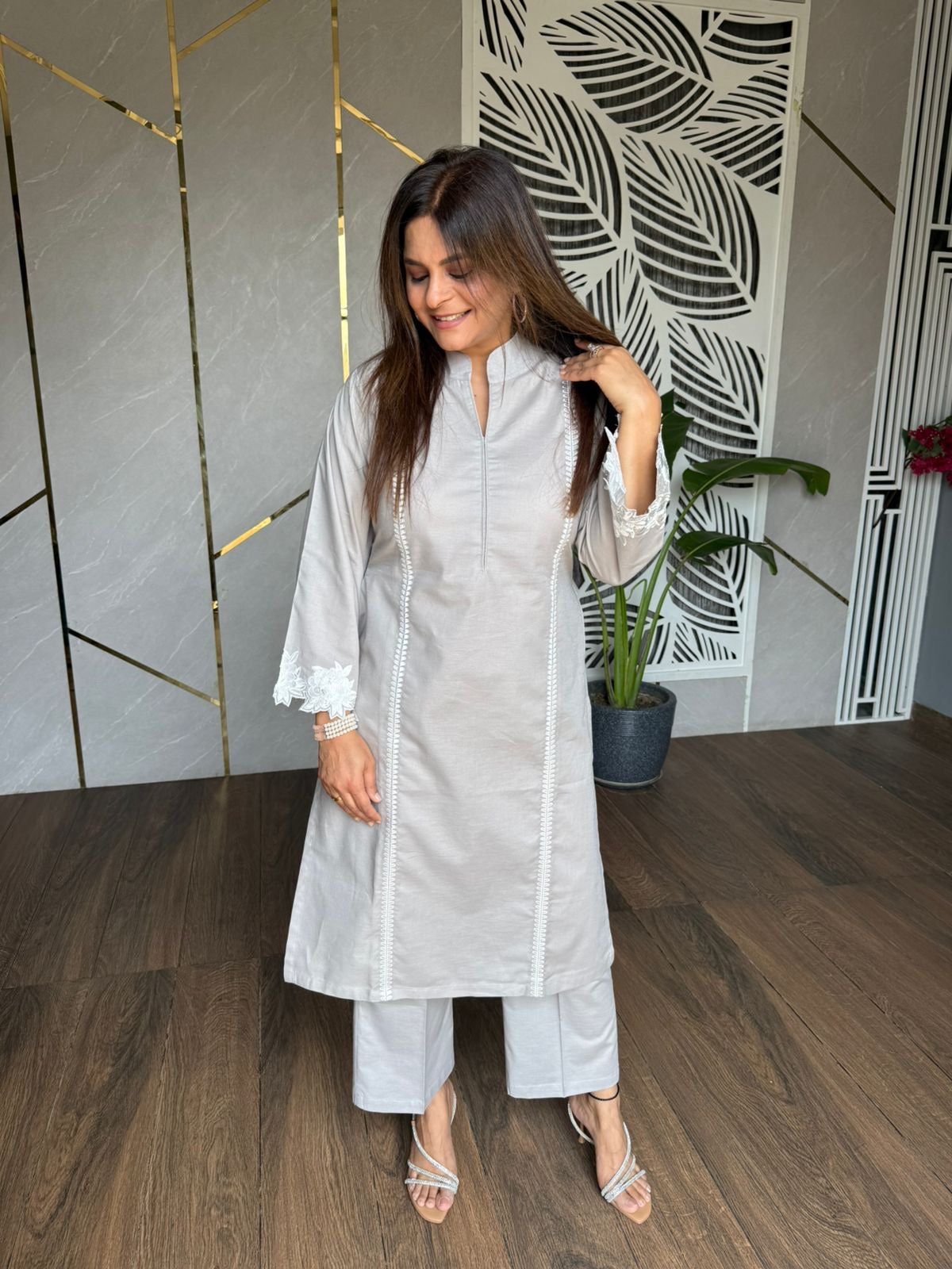 Linen cotton embroider co-ord set (Bubble)