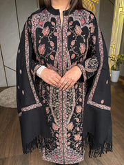 WOOLLEN FULL FRONT EMBROIDED SUIT WITH FULL WOOLLEN SHAWL