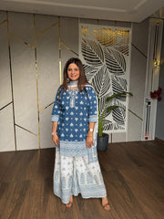 MUL COTTON 3 PIECE SHARARA SET