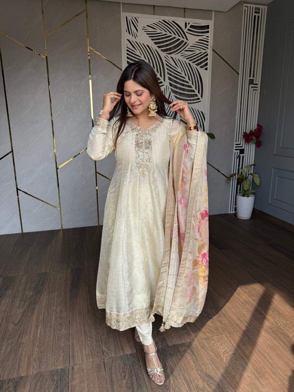 Kalidar anarkali organza suit