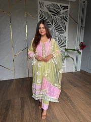 Mul chanderi embroided suit