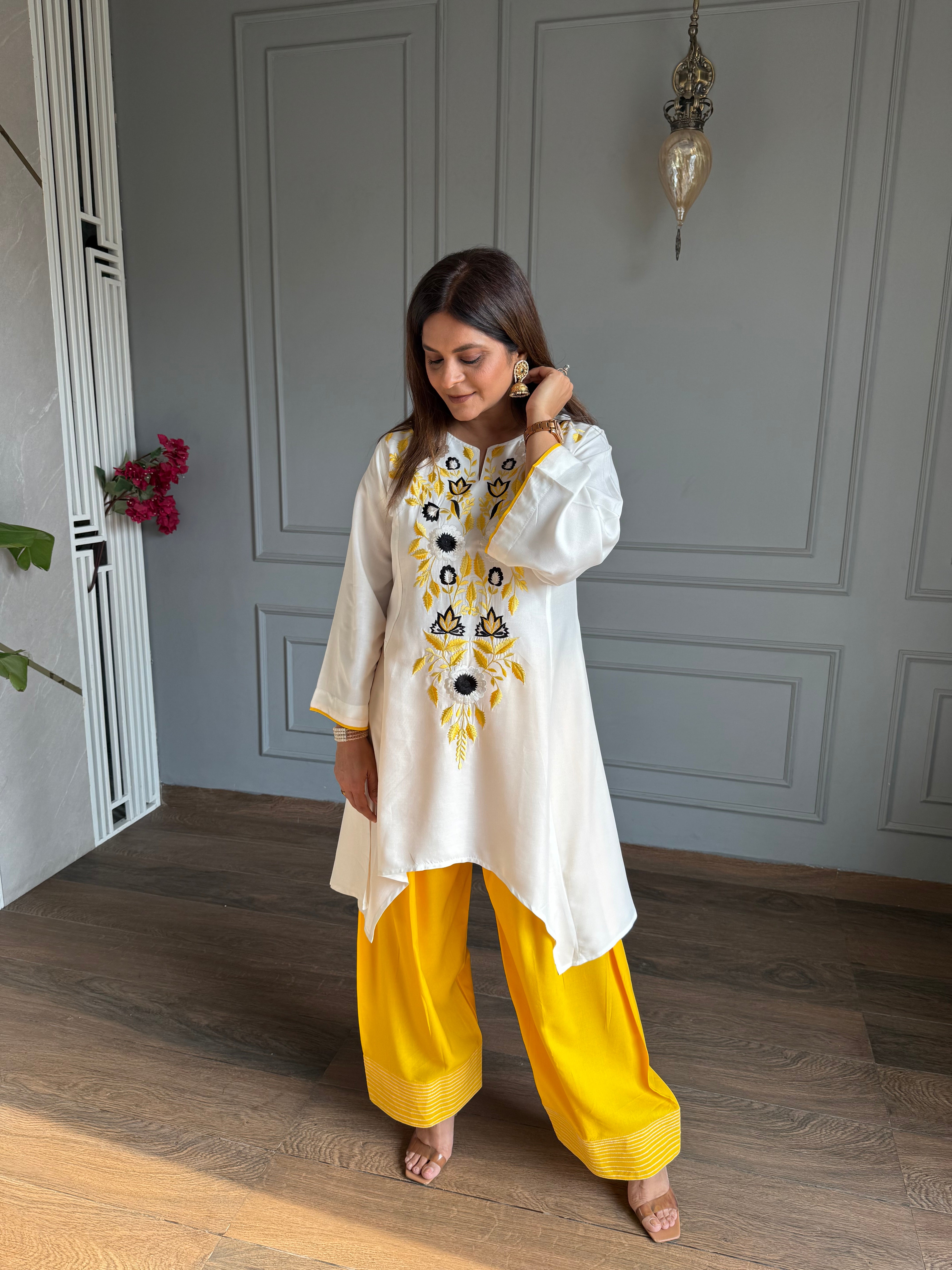 Farshi salwar cotton embroided co-ord set