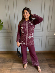 Pearl embellished knitted wool co-ord set (Iris)