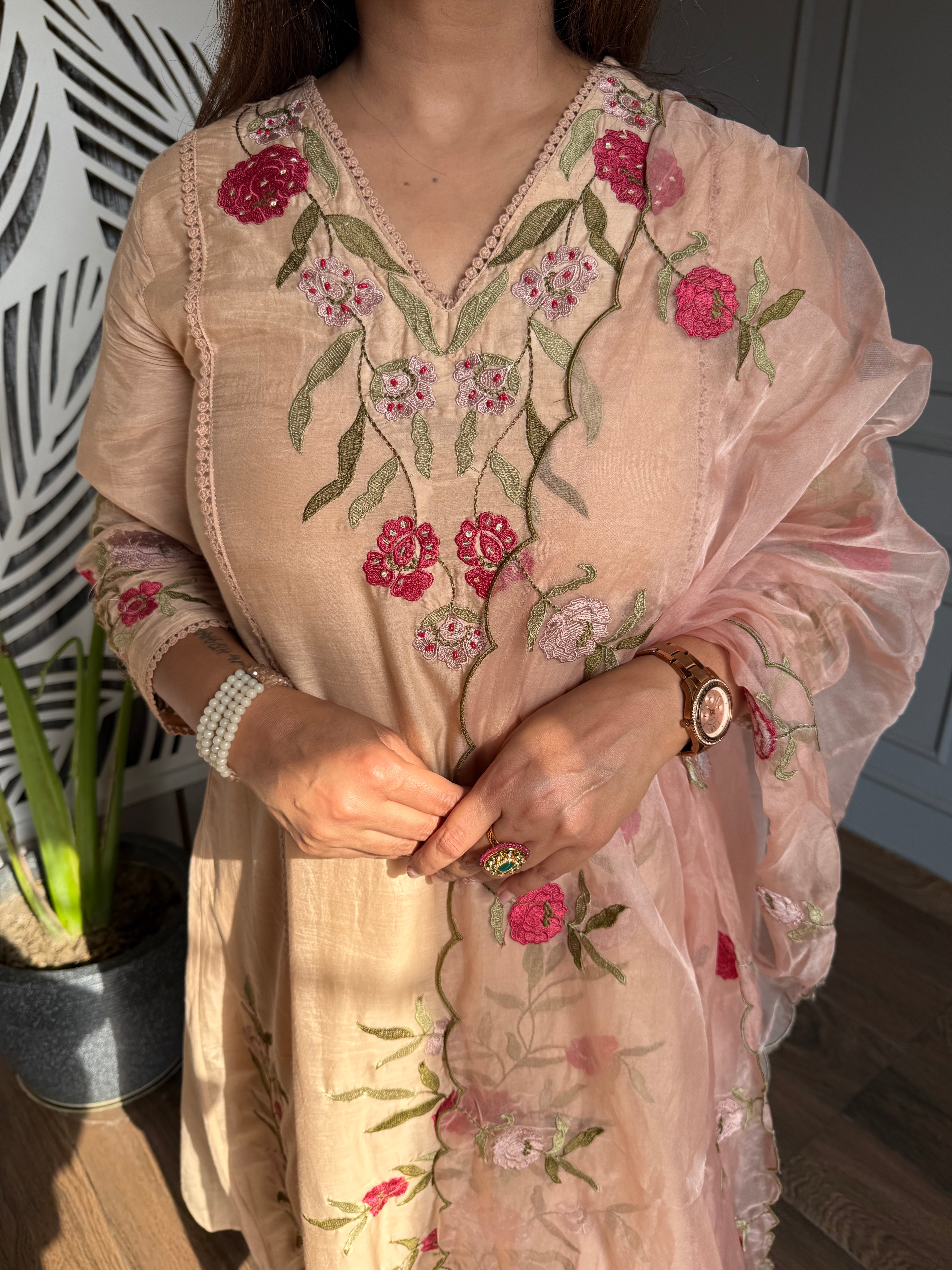 Super soft embroided Chanderi cotton suit (Sunday)
