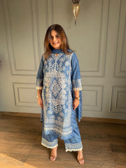 Printed denim soft cotton suit (Butter denim)