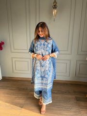 Printed denim soft cotton suit (Butter denim)