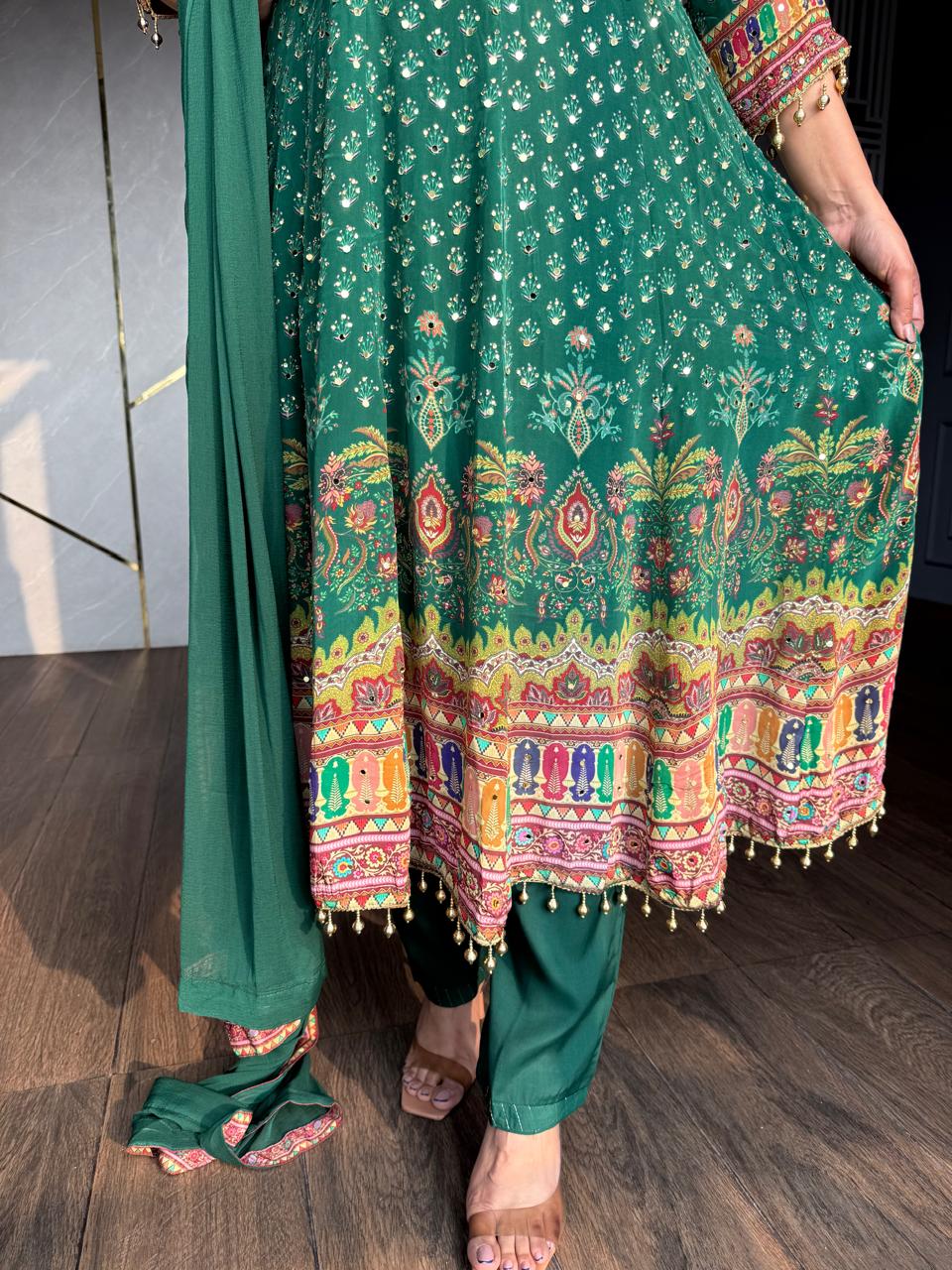 Pure crepe anarkali suit