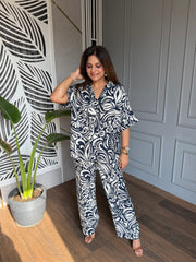 Summer printed loose style co-ords (sapphire)