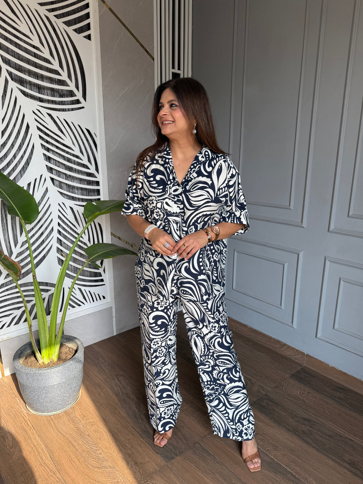 Summer printed loose style co-ords (sapphire)