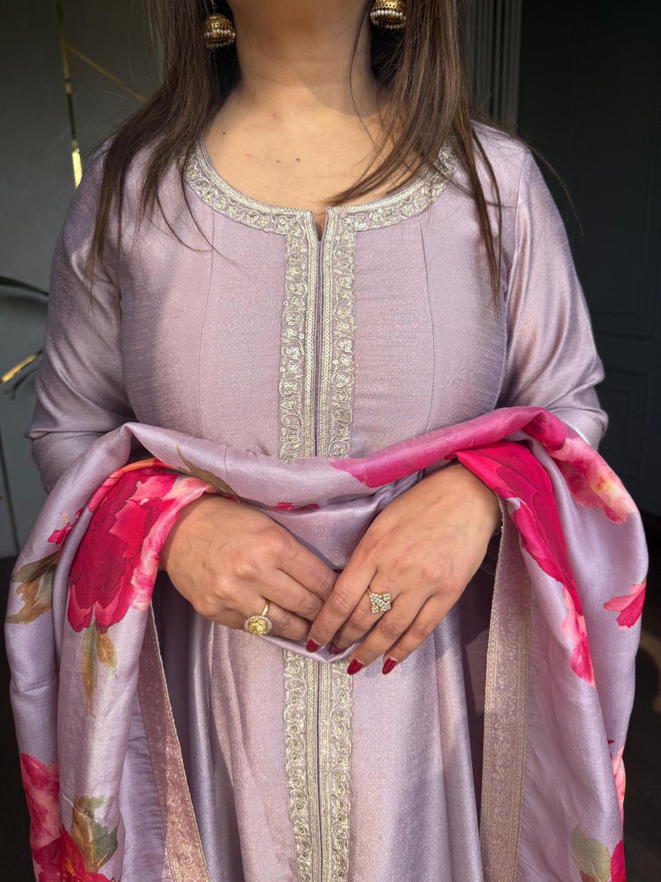 Kalidar anarkali embroided suit
