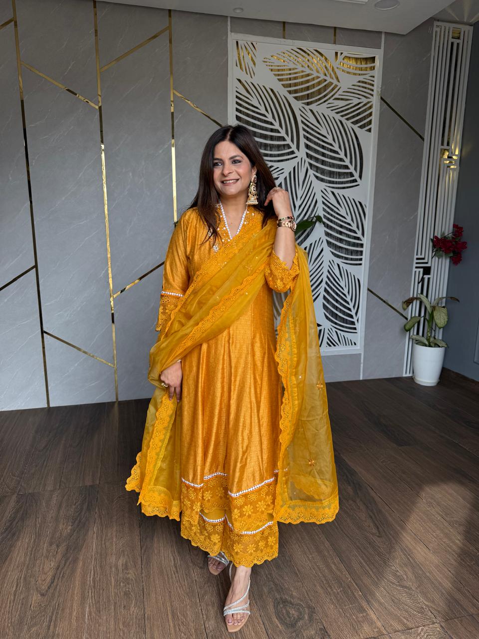 Pakistani cotton suit with organza dupatta