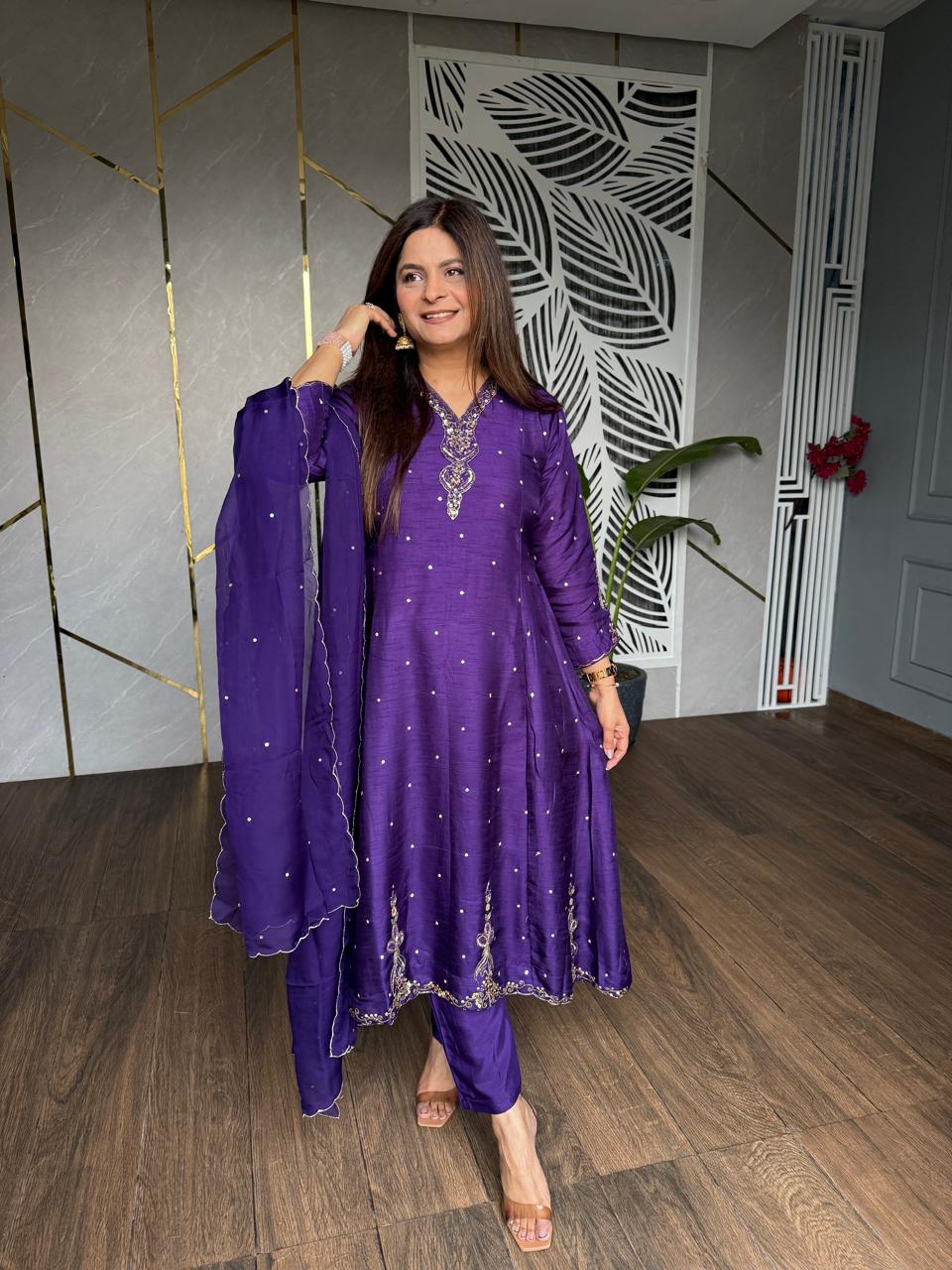 Pure silk anarkali suit
