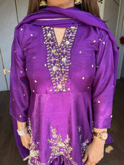 Pure silk peplum sharara suit