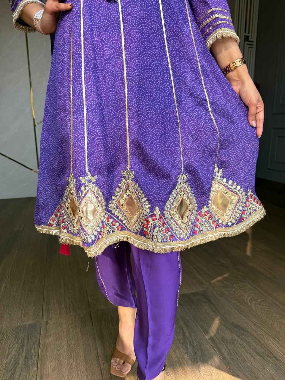 Pure crepe short anarkali suit